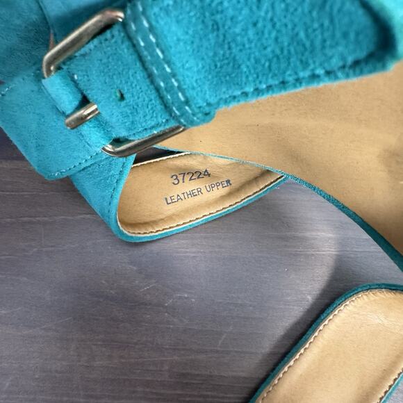 J.Crew Size 9 Lucca Suede Sandals Teal Style 37224 Made in Italy - Picture 13 of 13